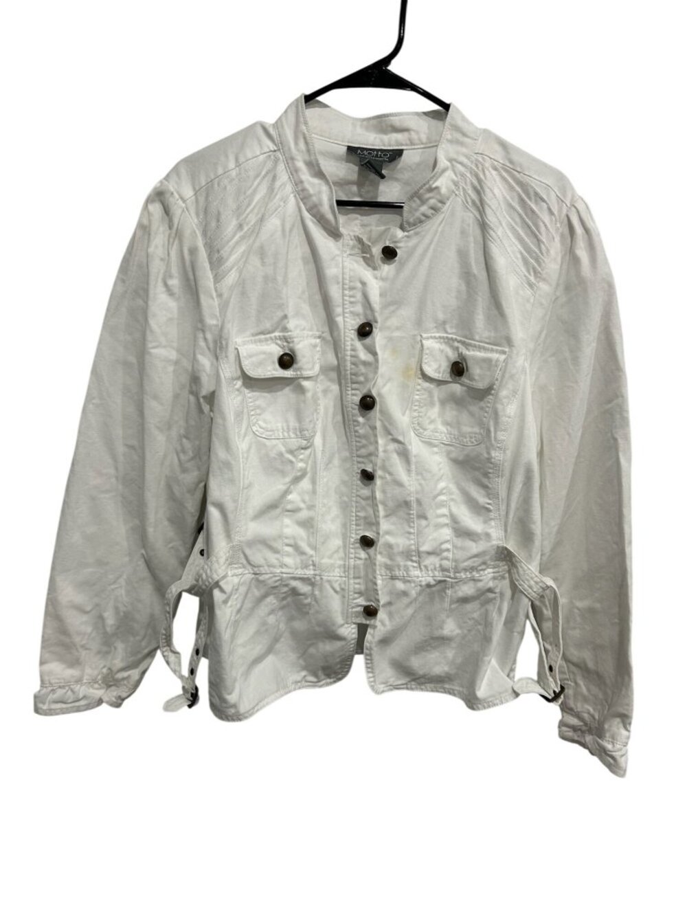 Motto White Cotton Adjustable Waist Utility Jacket Size XL Gorpcore Outdoorsy